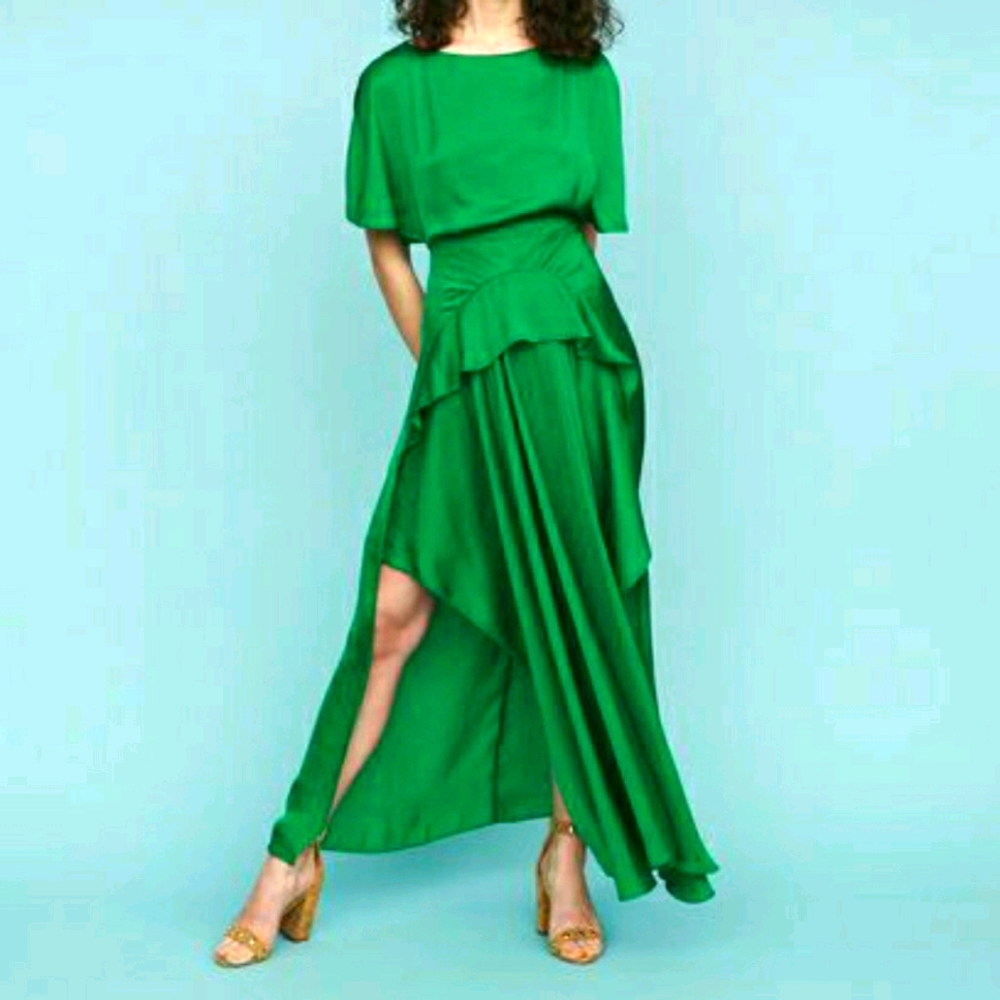 Maje green satin dress